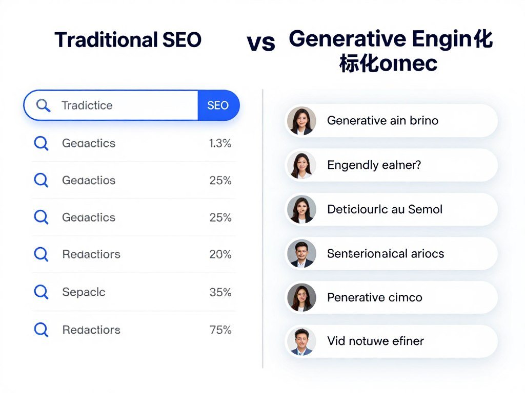 Diagram comparing traditional SEO with generative engine optimization strategies
