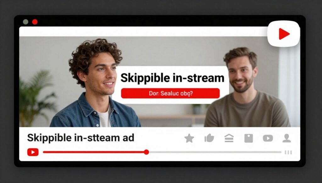 Example of skippable in-stream YouTube ad with skip button