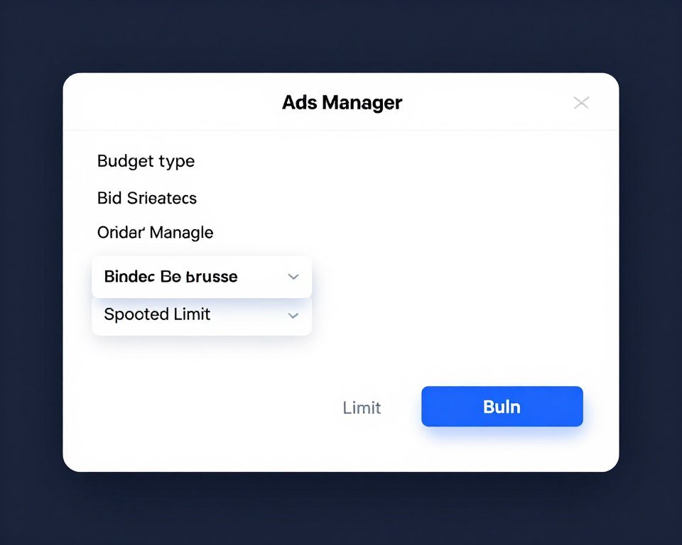 Facebook Ads Manager budget settings interface showing daily budget, lifetime budget, and bid strategy options