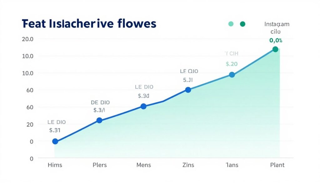 Graph showing steady Instagram follower growth over time