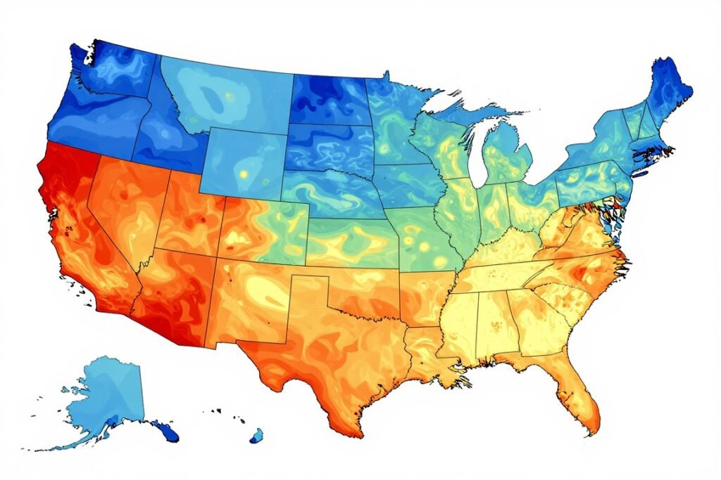 Heat map showing enterprise location performance across United States with strategic priority zones highlighted
