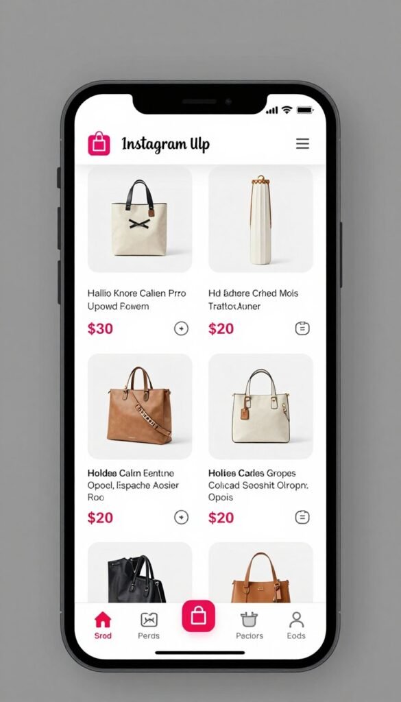Instagram shopping post with product tags and purchase interface