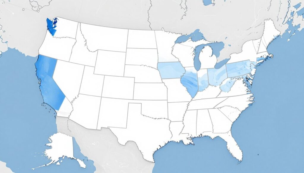 Map of United States showing nationwide service coverage
