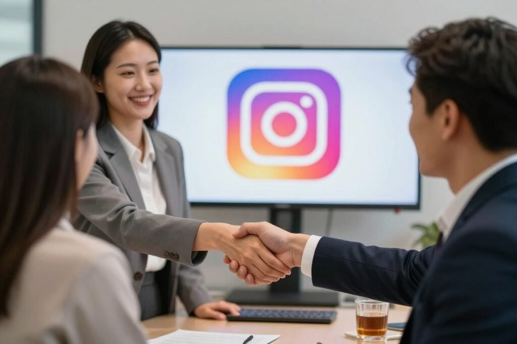 Partnership handshake representing Instagram marketing collaboration