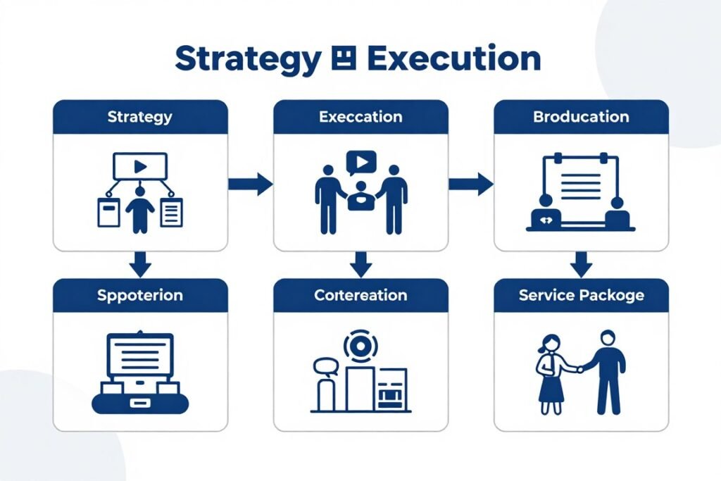 Service offerings diagram for YouTube advertising management