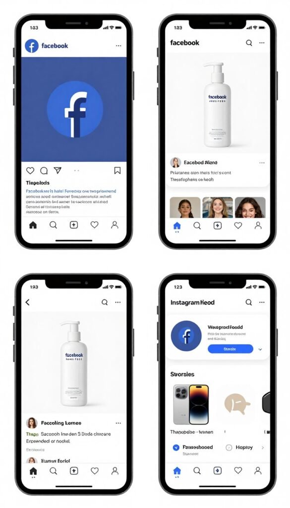 Side-by-side comparison of Facebook and Instagram ad placements on mobile devices