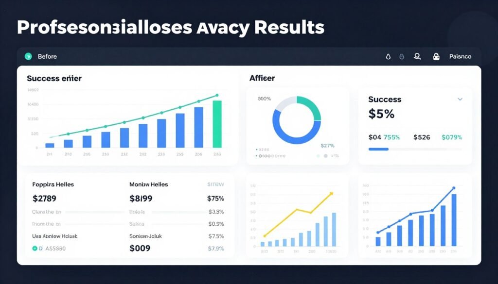 Success metrics dashboard showing enterprise GEO results including traffic growth and visibility improvements