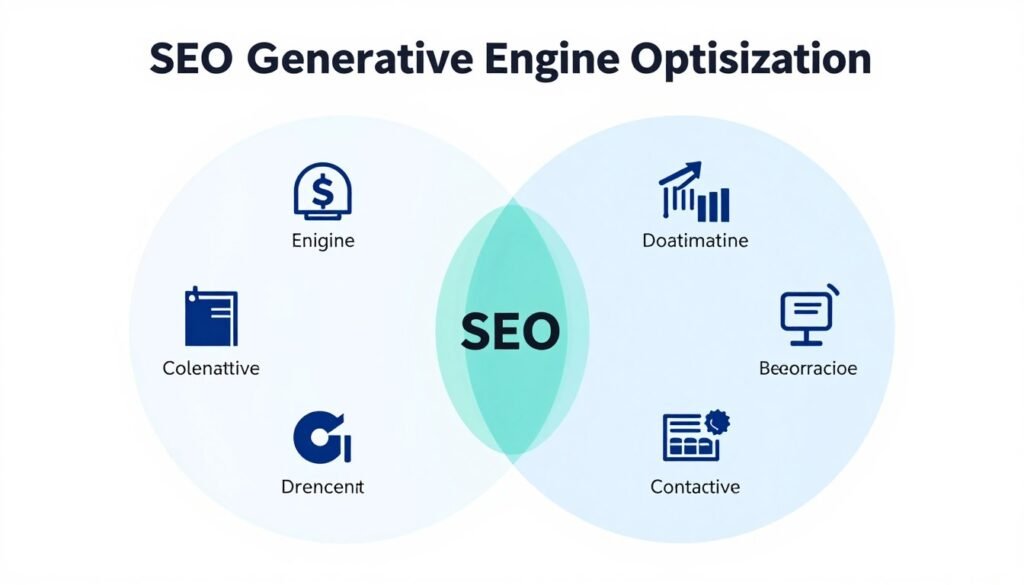 Venn diagram showing overlap between traditional SEO and generative engine optimization