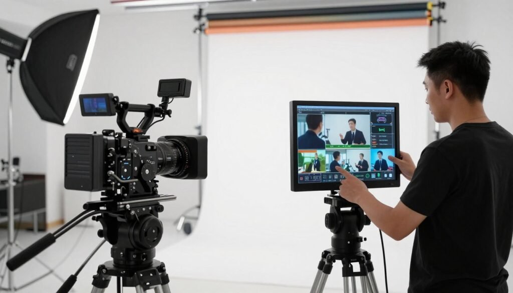 Video production setup for creating YouTube advertising content
