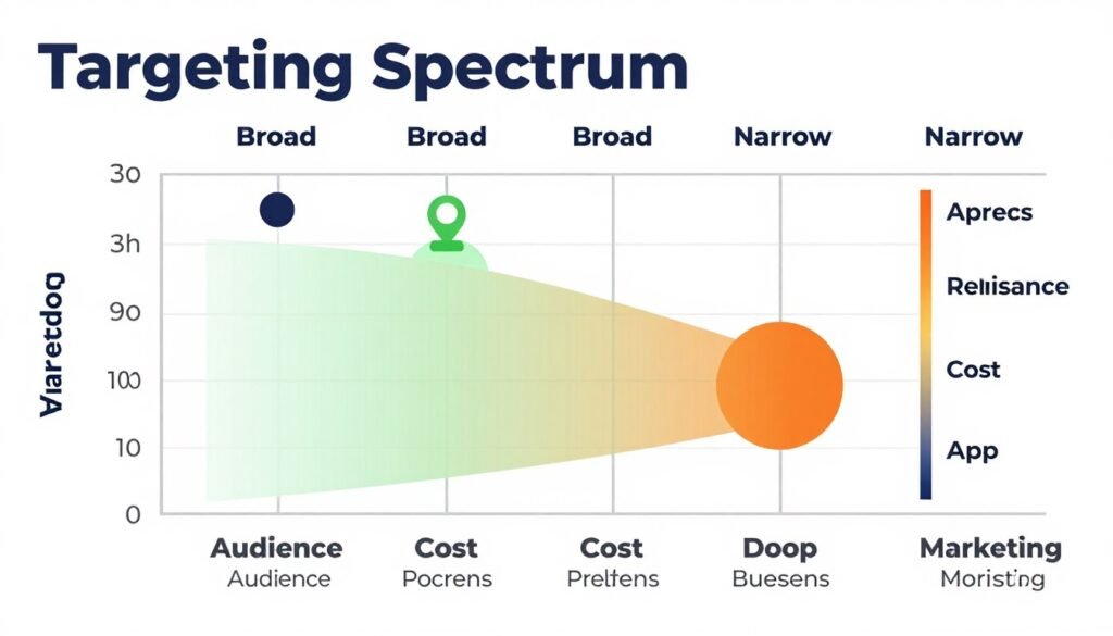 Visualization of targeting precision from broad to narrow audiences